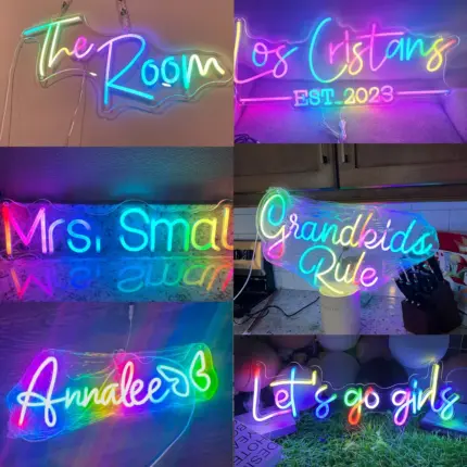 Custom RGB color-changing neon sign for home, party, wedding, or business decor