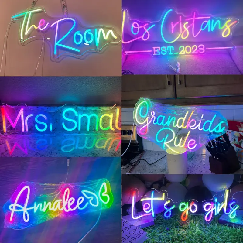 Custom RGB color-changing neon sign for home, party, wedding, or business decor
