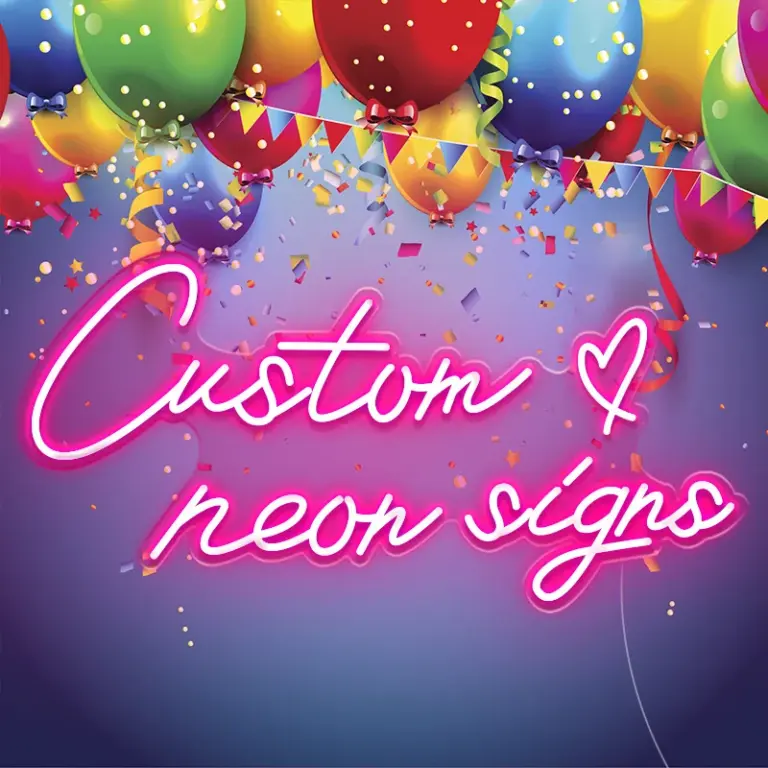 Custom neon sign with heart in pink neon light, ideal for wedding decor