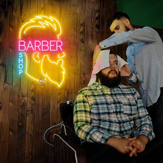 barber shop open neon sign