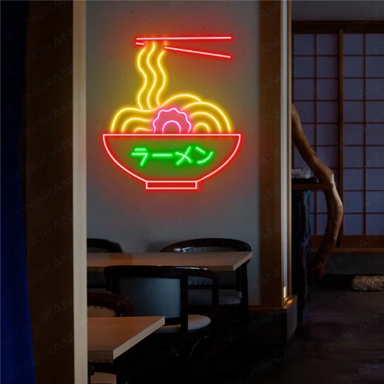 anime neon sign business logo for restaurant