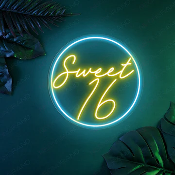 sweet 16 yeas old birthday neon sign for photo corner