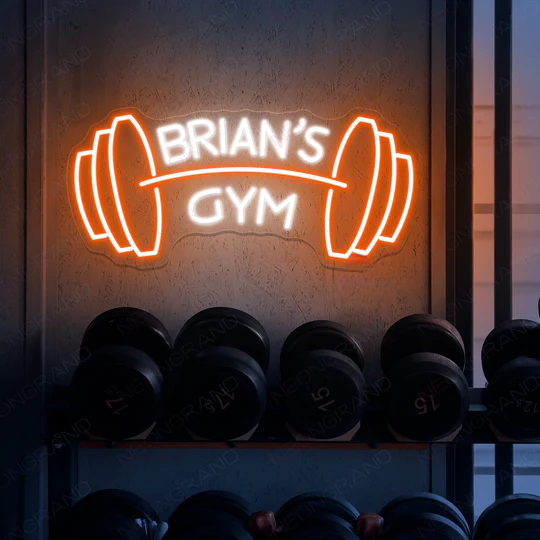 LED barbell neon light for fitness room