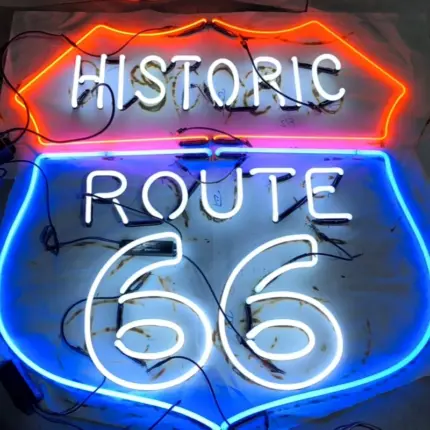 real glass neon sign for Route 66 – handmade neon light